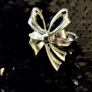 Vintage Silver Bow Brooch